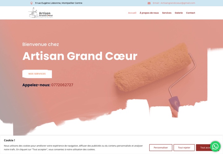 Site web de Artisan Grand Cœur, artisanat