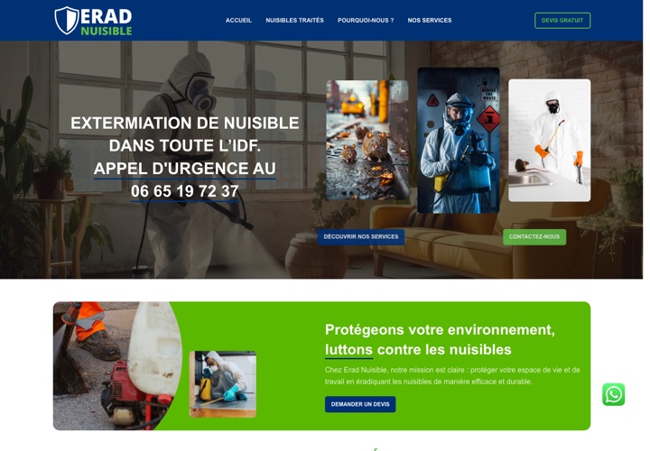 Site web de ERAD Nuisible, dératisation & désinsectisation