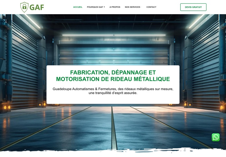 Site web de GAF Fermeture, rideaux métalliques