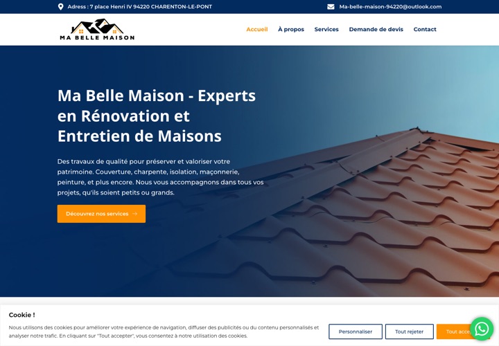 Site web de Ma Belle Maison, rénovation de maisons