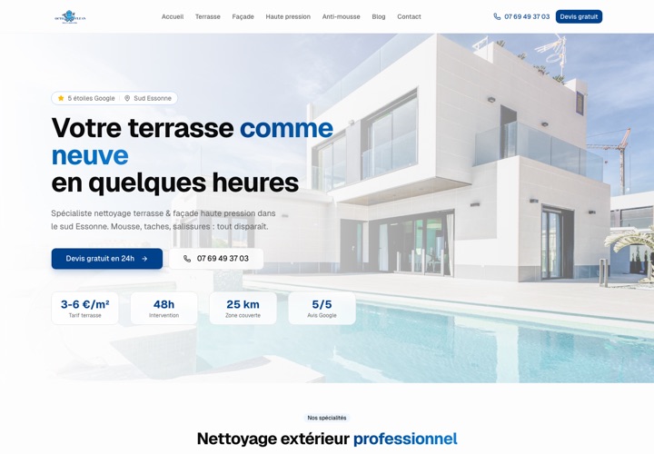 Site web de OctoClean, nettoyage terrasse & façade