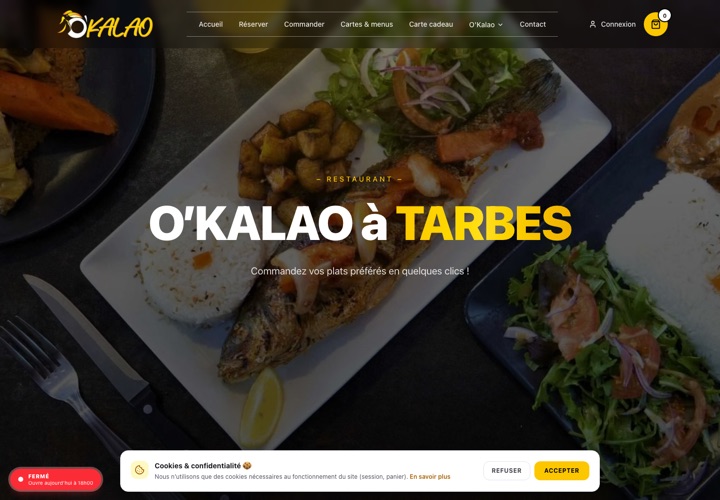 Site web de O'Kalao, restaurant