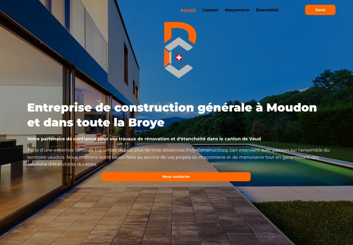 Site web de Poly Constructions, constructeur