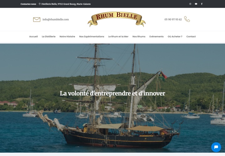 Site web de Rhum Bielle, distillerie