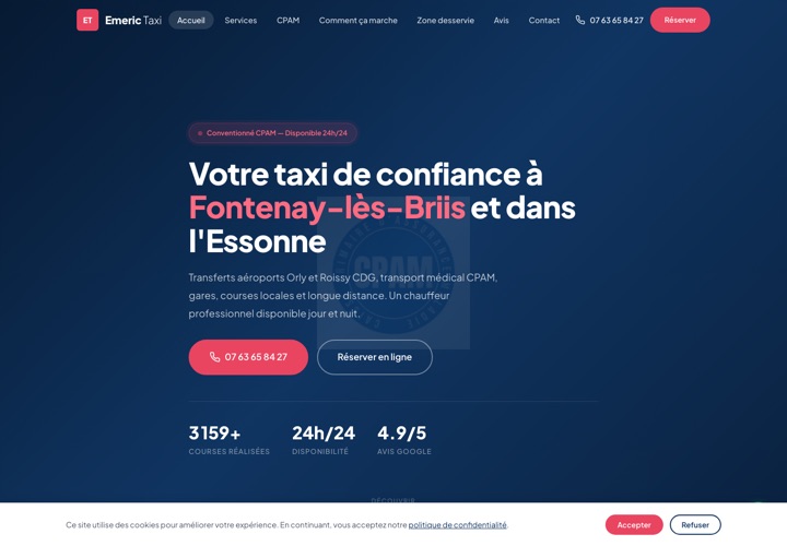 Site web de Taxi Emeric, taxi conventionné